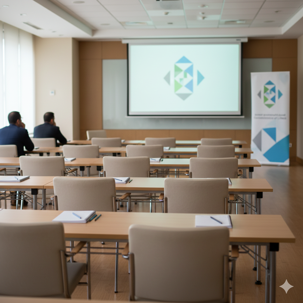 ورشة عمل تنظمها مفوضية المجتمع المدني لتعزيز الحوكمة والشفافية في المنظمات الأهلية، في قاعة تدريب ذات طابع مؤسسي.